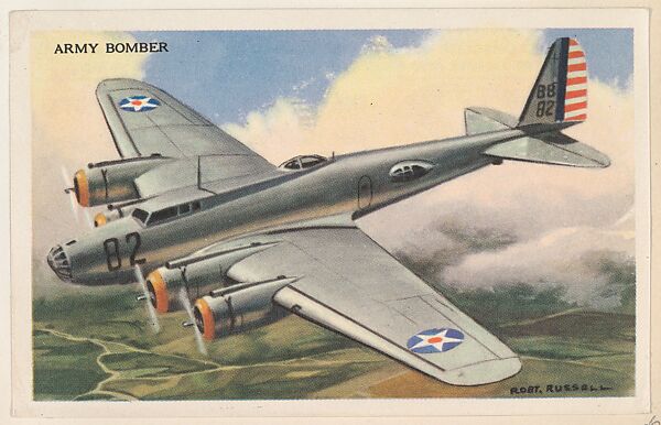 Army Bomber, bakery card from the National Defense series (D59), issued by Bell Bakeries, Inc., Issued by Bell Bakeries, Inc., Commercial color lithograph 
