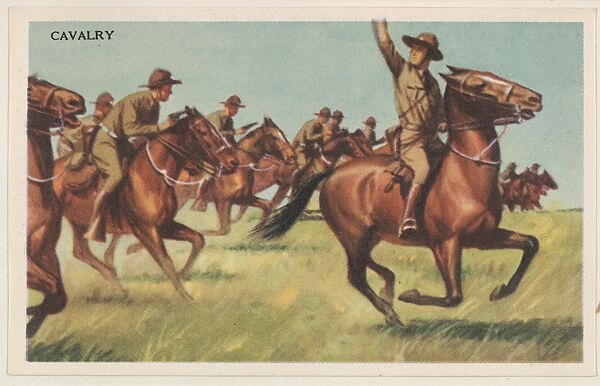 Cavalry, bakery card from the National Defense series (D59), issued by Bell Bakeries, Inc., Issued by Bell Bakeries, Inc., Commercial color lithograph 