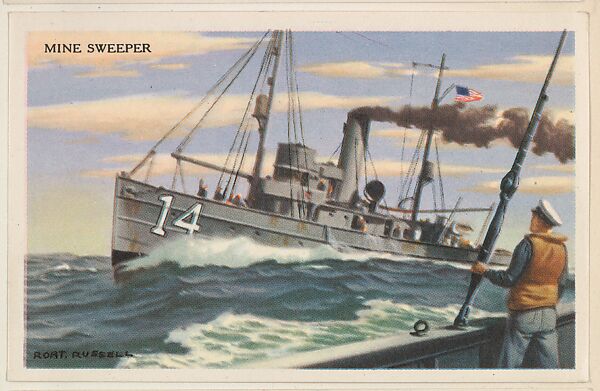Mine Sweeper, bakery card from the National Defense series (D59), issued by Bell Bakeries, Inc., Issued by Bell Bakeries, Inc., Commercial color lithograph 