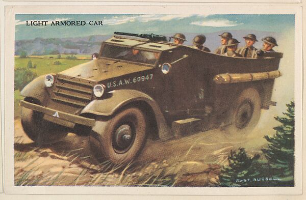 Light Armored Car, bakery card from the National Defense series (D59), issued by Bell Bakeries, Inc., Issued by Bell Bakeries, Inc., Commercial color lithograph 