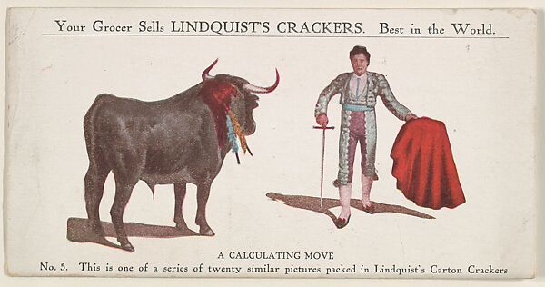 A Calculating Move, No. 5, bakery card from the Post Cards series (D66), issued by the Lindquist Cracker Company, Issued by Lindquist Cracker Company, Commercial color lithograph 