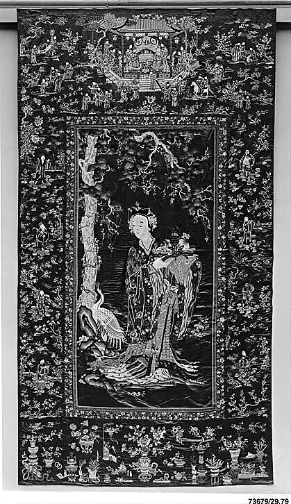 Hanging, Silk, metallic thread;  on silk, China 