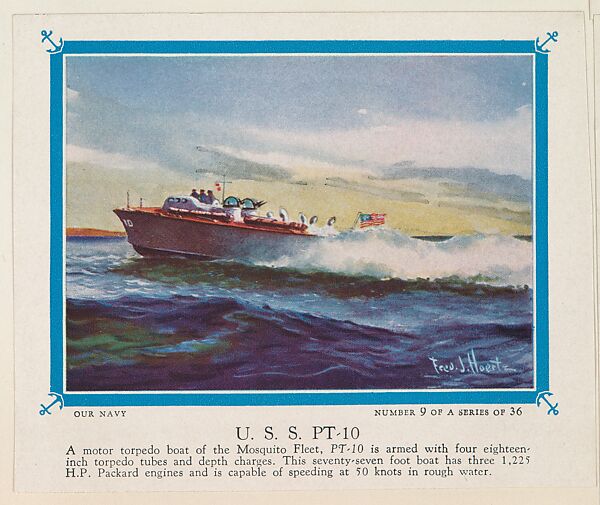 No. 9, U. S. S. PT-10, collector card from the Our Navy series (D62), issued by the Kelley Baking Company, Issued by Kelley Baking Company, Commercial color lithograph 