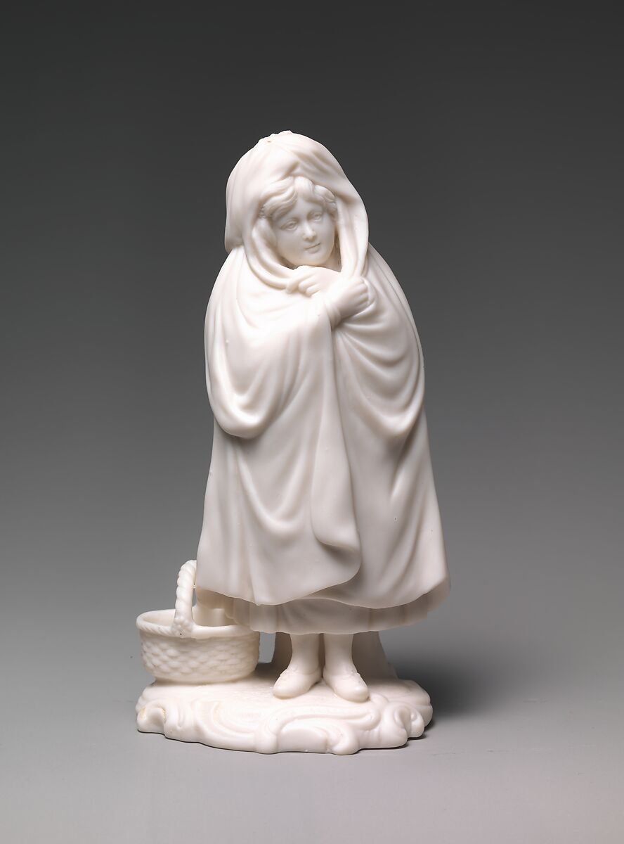 Figure of Red Riding Hood with Basket, United States Pottery Company (1852–58), Parian porcelain, American 