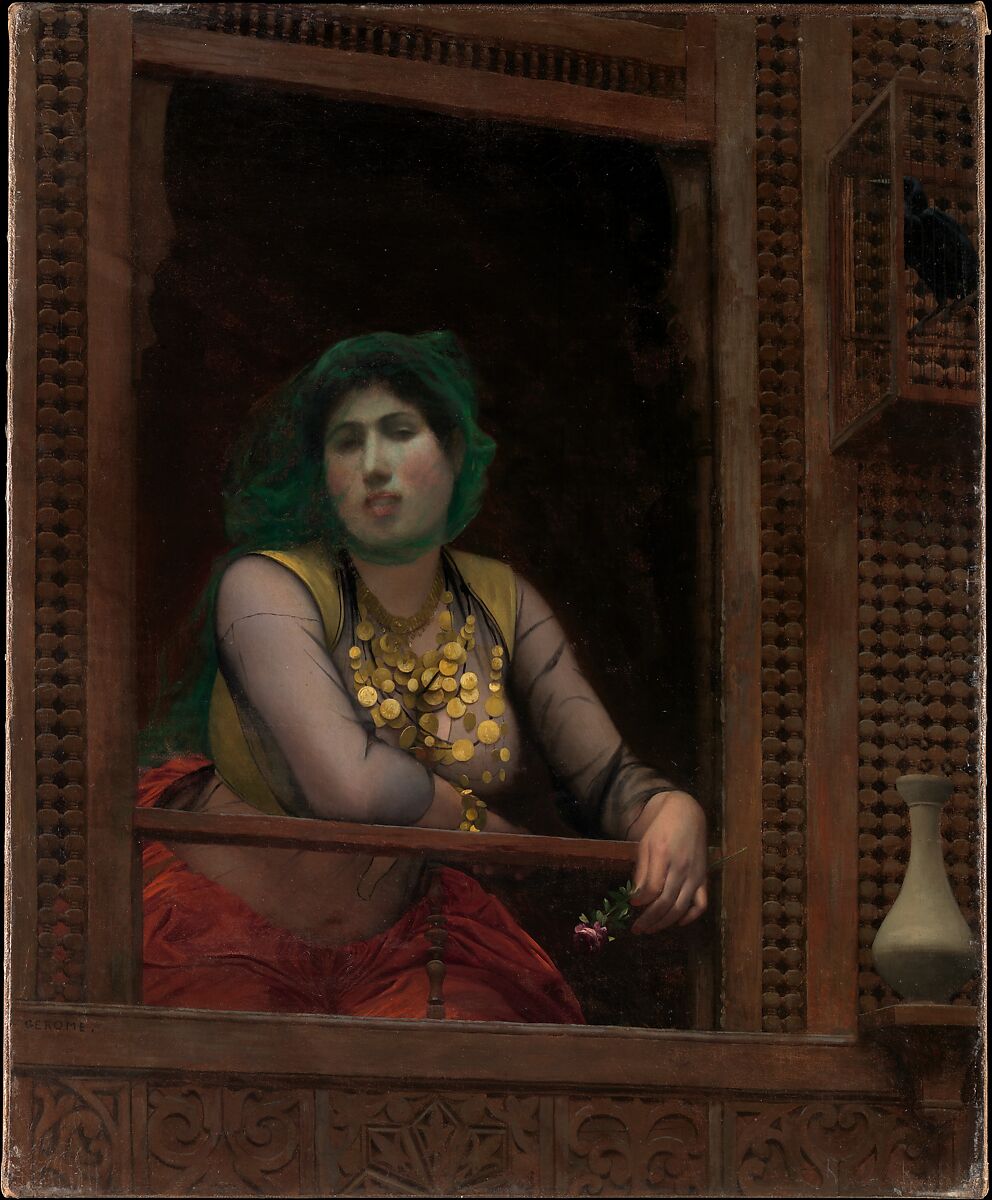 Woman at a Balcony, Jean-Léon Gérôme (French, Vesoul 1824–1904 Paris), Oil on canvas 