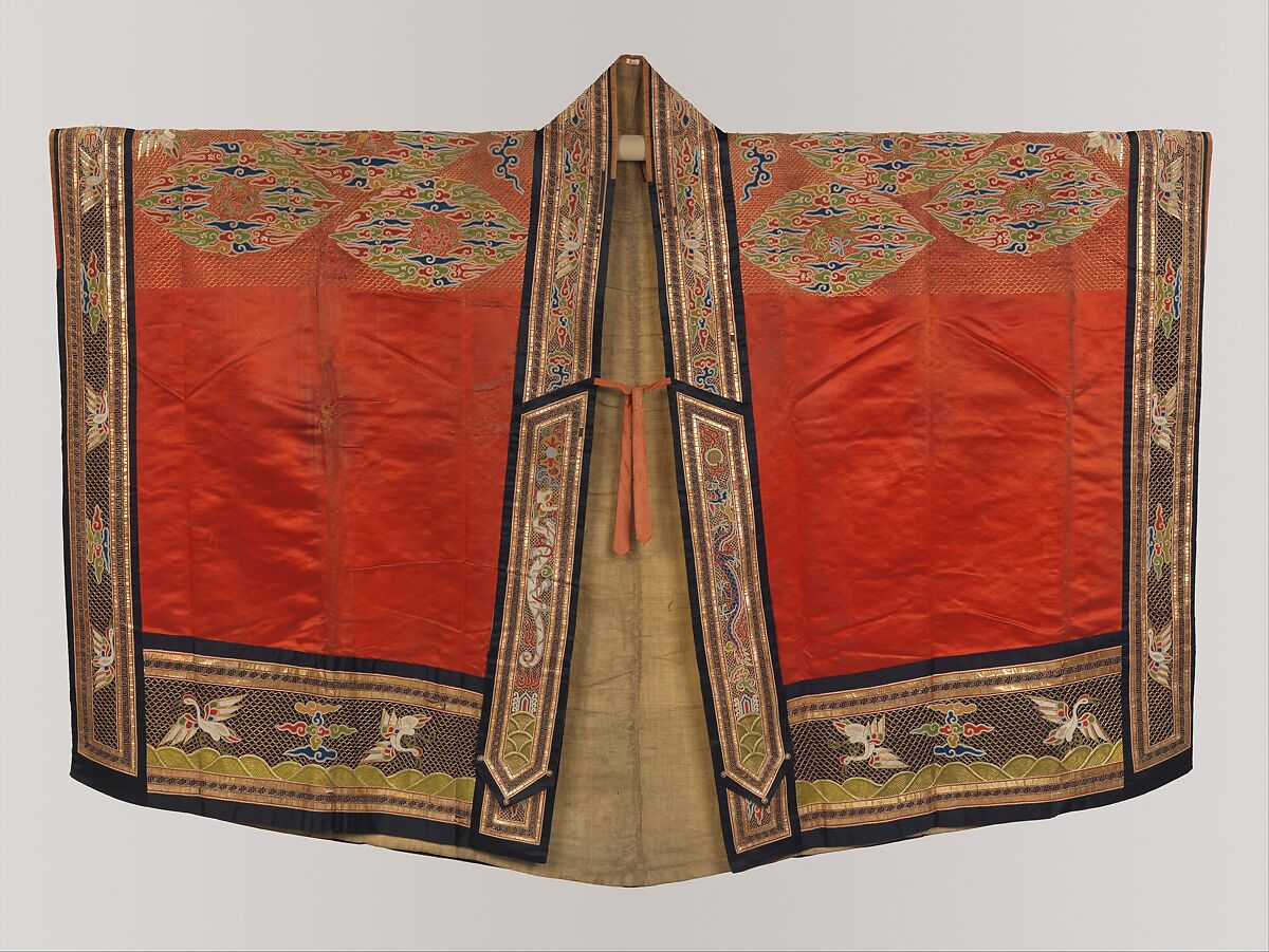 Daoist priest’s ritual robe with celestial palace, Silk and metal thread embroidery on silk satin, China