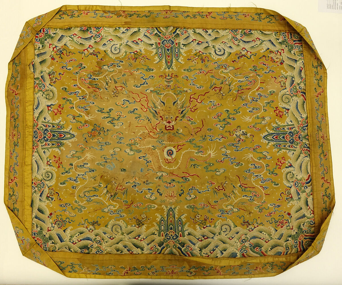 Cushion Cover for Throne, Silk, metallic thread;  on silk, China