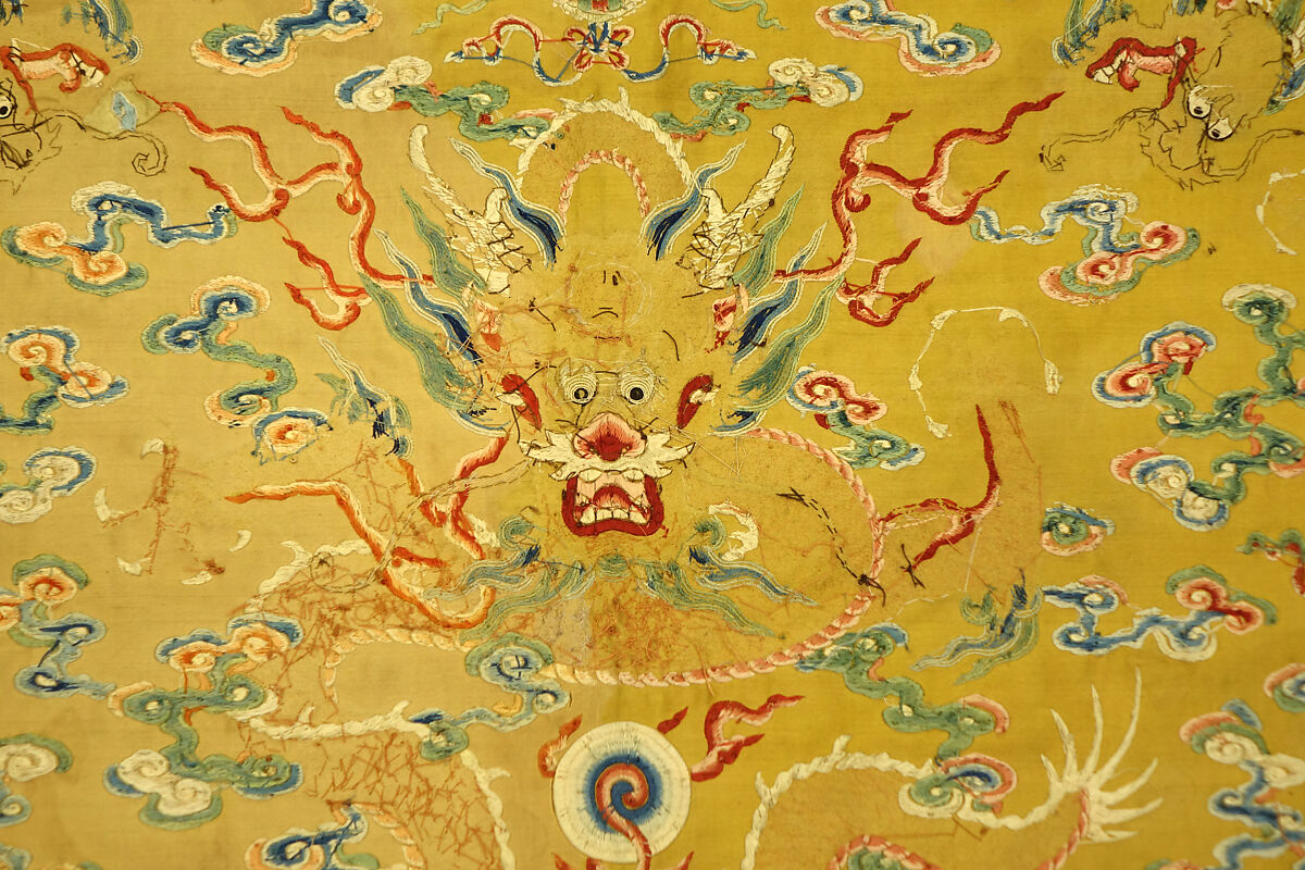 Cushion Cover for Throne, Silk, metallic thread;  on silk, China