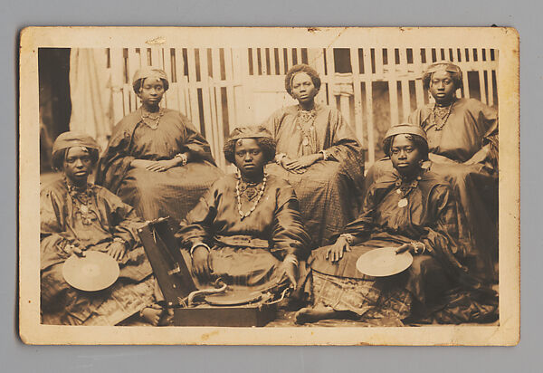 Group Portrait with Record Player, Senegalese photographer, Postcard format gelatin silver print 