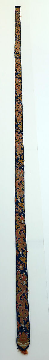 Temple handing strip with dragons, Silk satin with supplementary weft pattern, China