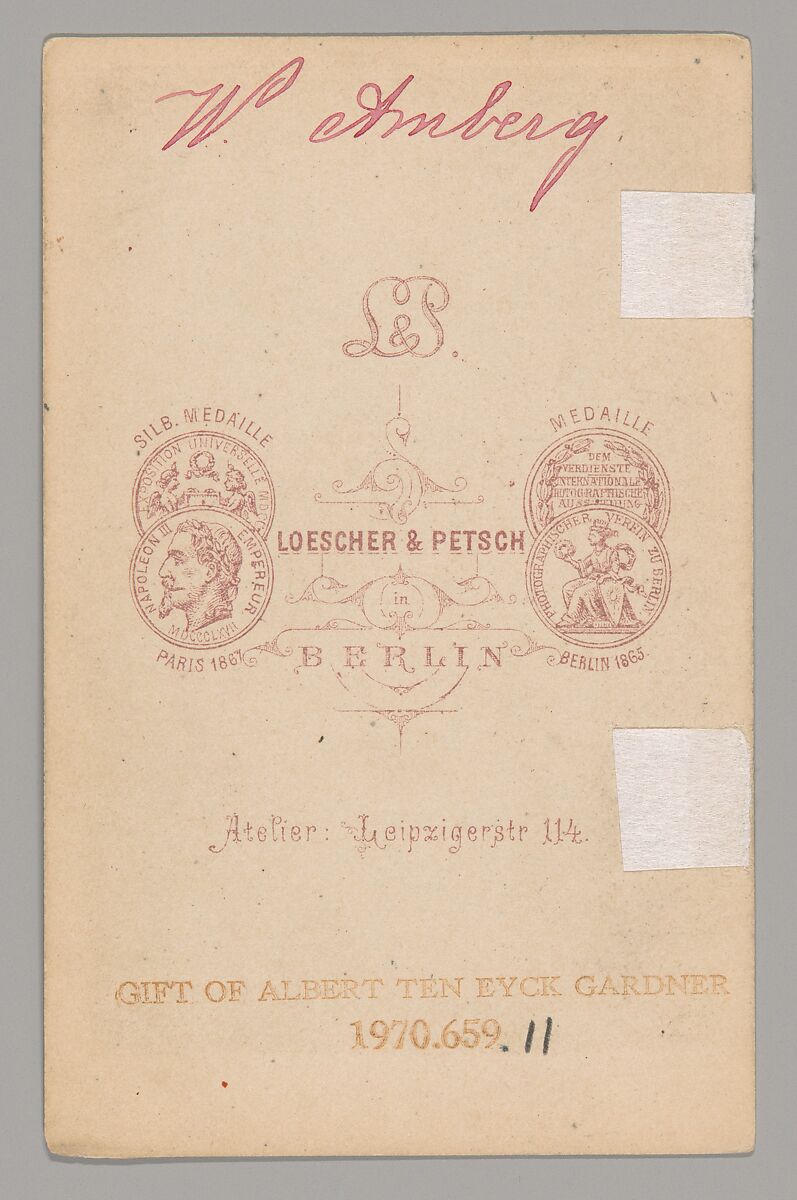 [Wilhelm Amberg], Loescher &amp; Petsch (German, active ca. 1860–90), Albumen silver print