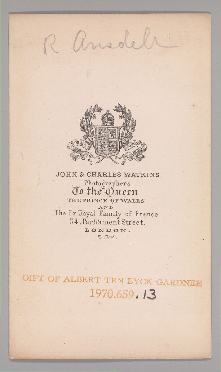 [Richard Ansdell], John and Charles Watkins (British, active 1867–71), Albumen silver print