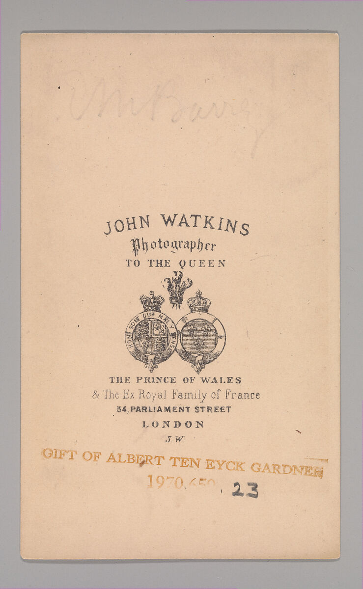 [Edward Middleton Barry], John and Charles Watkins (British, active 1867–71), Albumen silver print