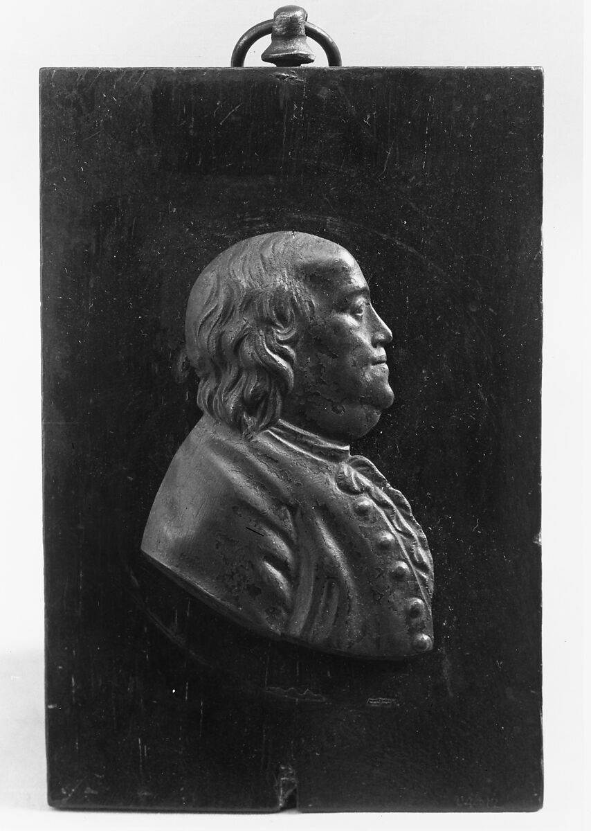 Plaque of Benjamin Franklin, Attributed to Jean Martin Renaud (French, Sarreguemines 1746–1821 Paris), Bronze 