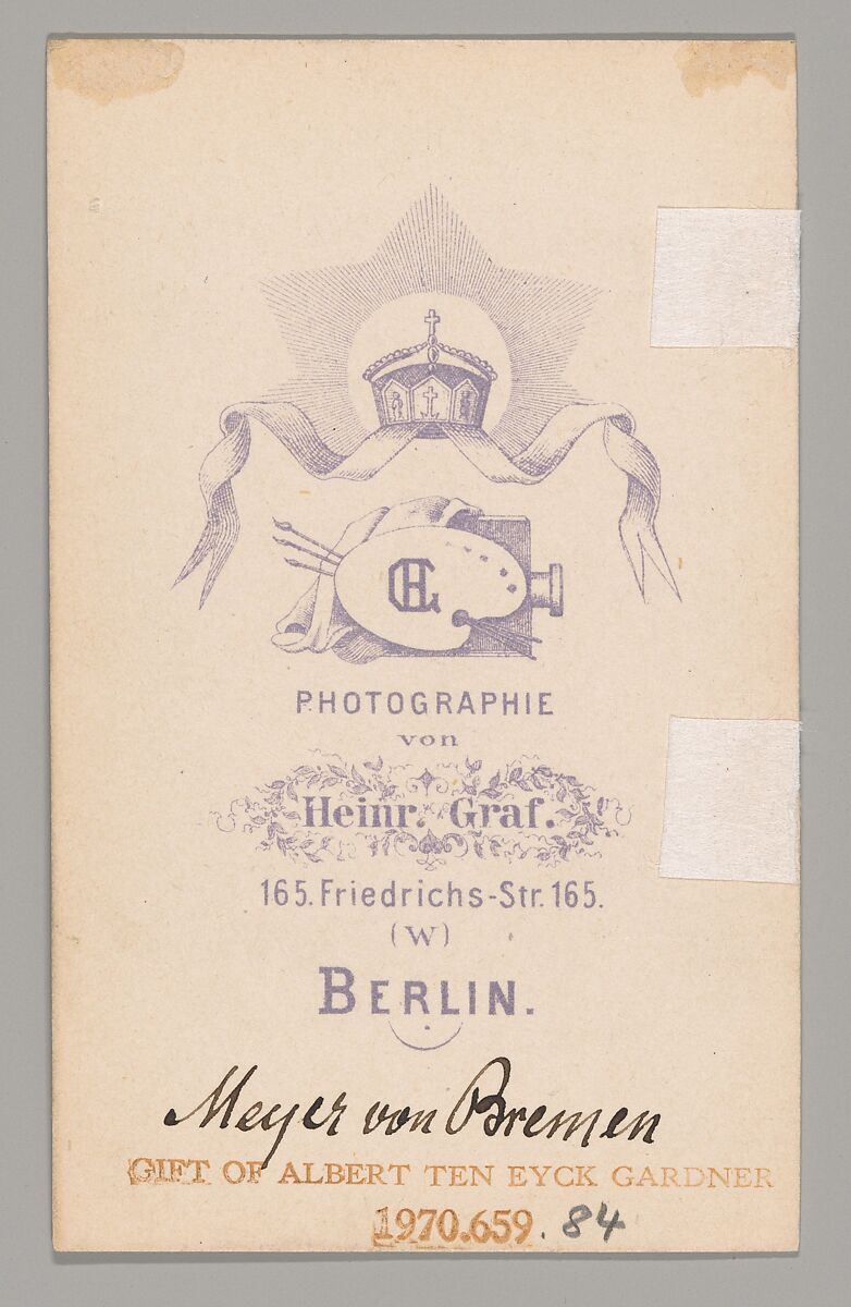 [Meyer George von Bremen], Heinrich Graf (German, active 1860s), Albumen silver print