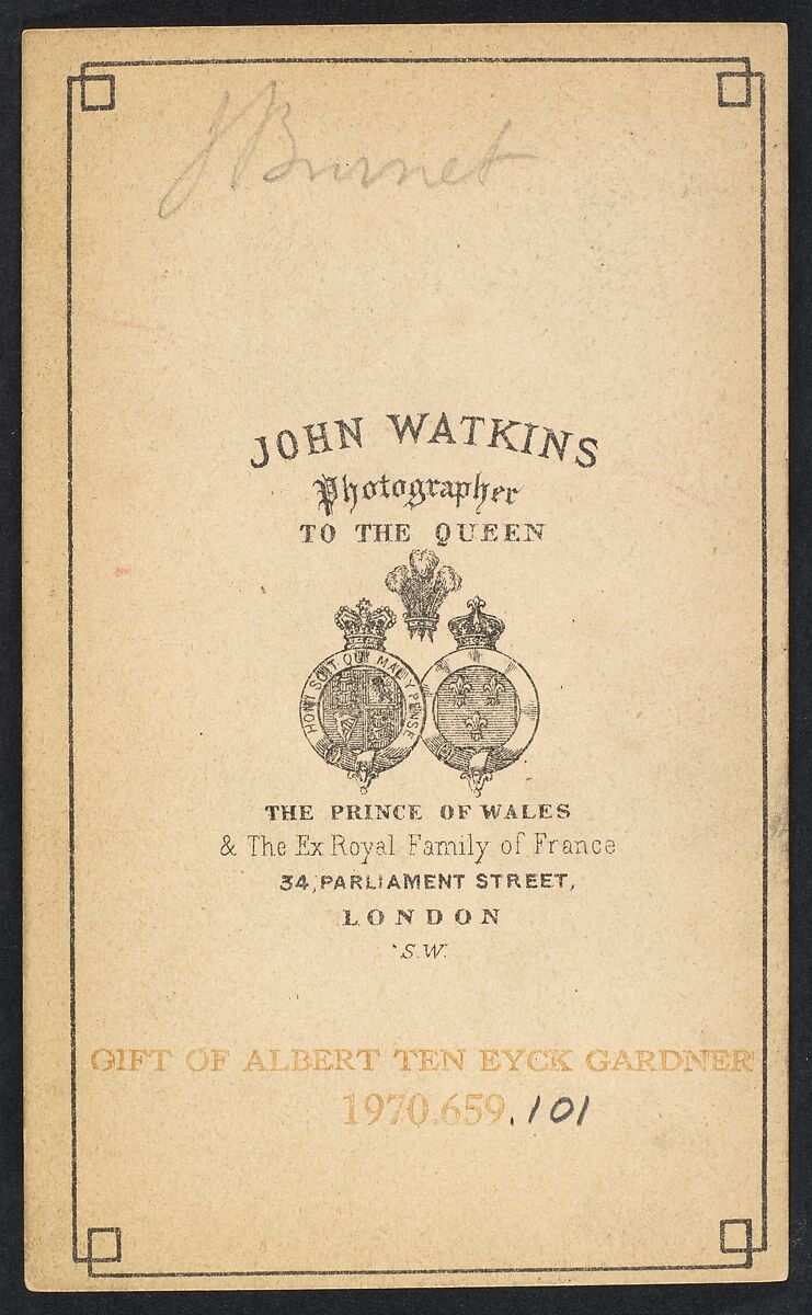 [John Burnet], John and Charles Watkins (British, active 1867–71), Albumen silver print