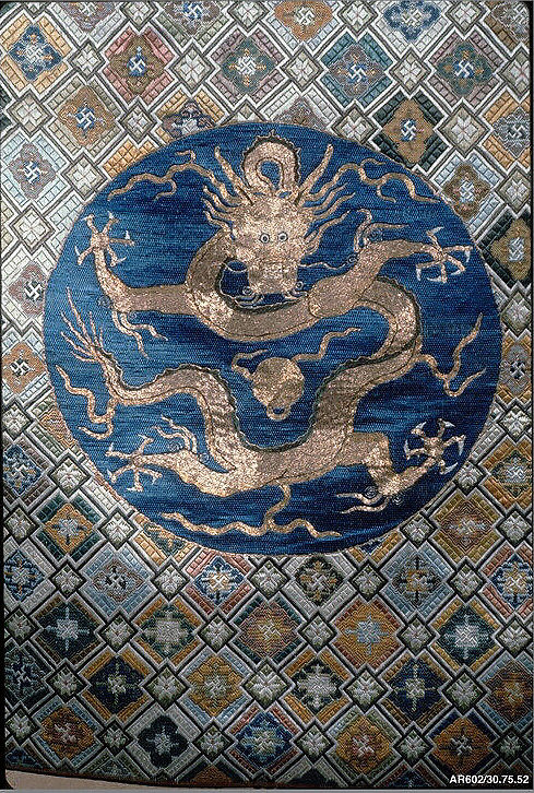 Chair Strip, Silk, metallic thread;  on silk, China