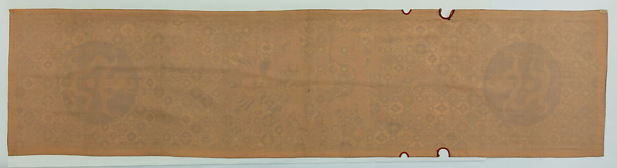 Chair strip with dragons, Silk, metal threads, and peacock feather embroidery on silk gauze, China