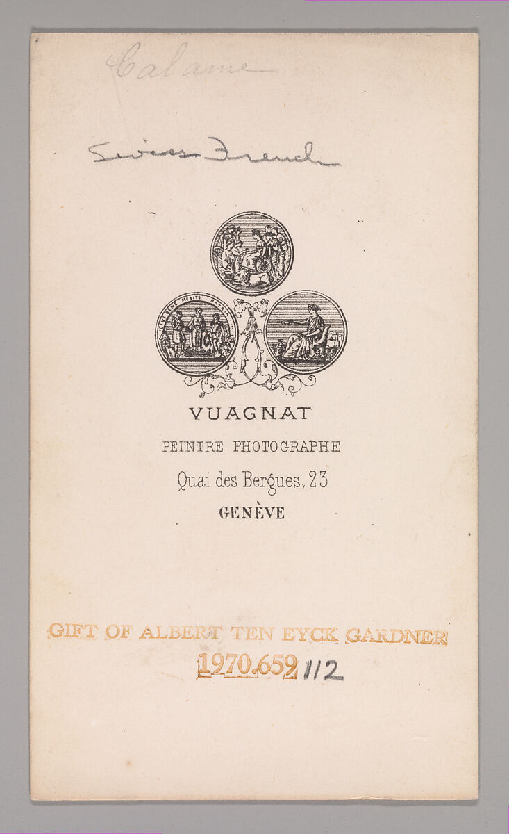 [Alexander Calame], Vuagnat (Swiss, active 1860s), Albumen silver print