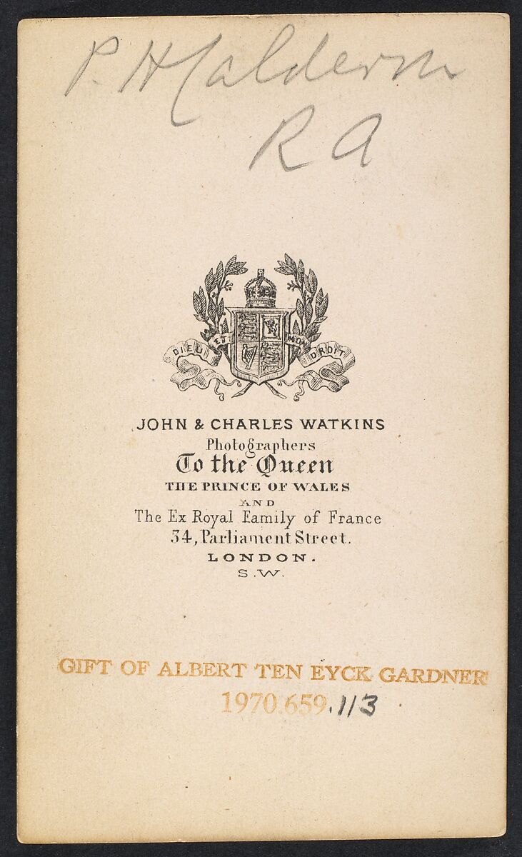 [Philip Hermogenes Calderon], John and Charles Watkins (British, active 1867–71), Albumen silver print