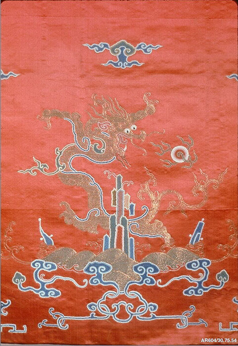 Chair Strip, Silk, metallic thread;  on silk, China 