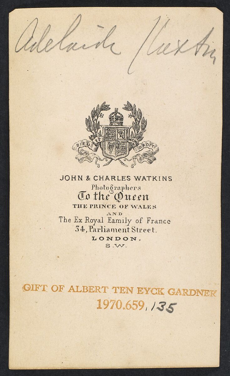 [Adelaide Claxton], John and Charles Watkins (British, active 1867–71), Albumen silver print
