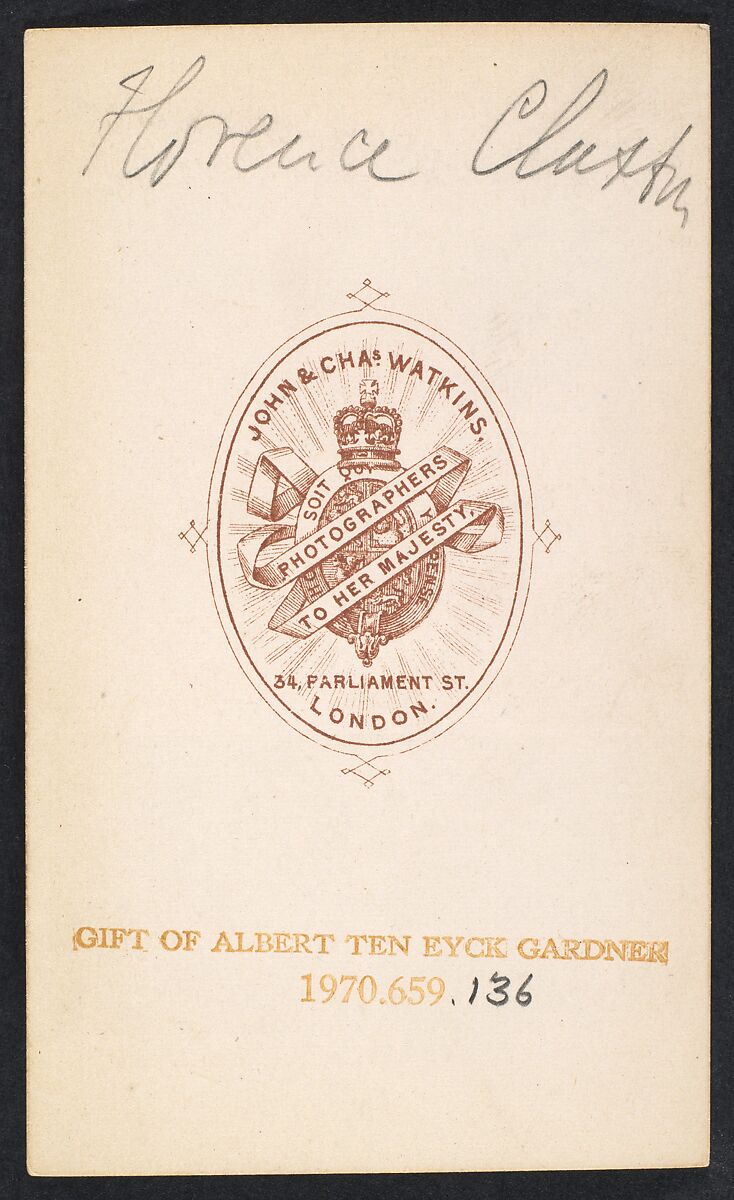 [Florence Anne Claxton], John and Charles Watkins (British, active 1867–71), Albumen silver print