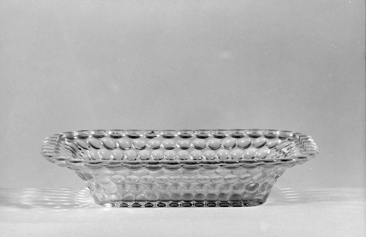 Relish Dish, Probably Adams and Company, Pressed yellow glass, American 