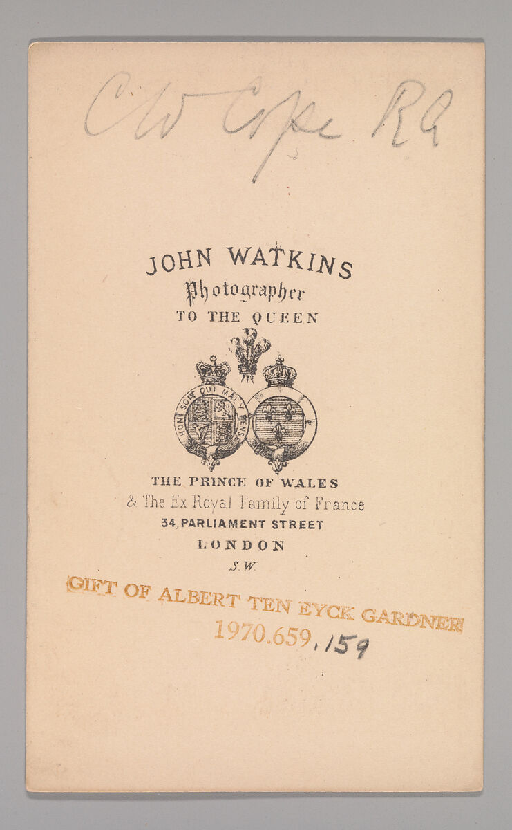 [Charles West Cope], John and Charles Watkins (British, active 1867–71), Albumen silver print