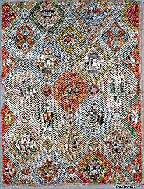 Panel, Silk;  on silk;  bordered with silk;  backed with silk, China 