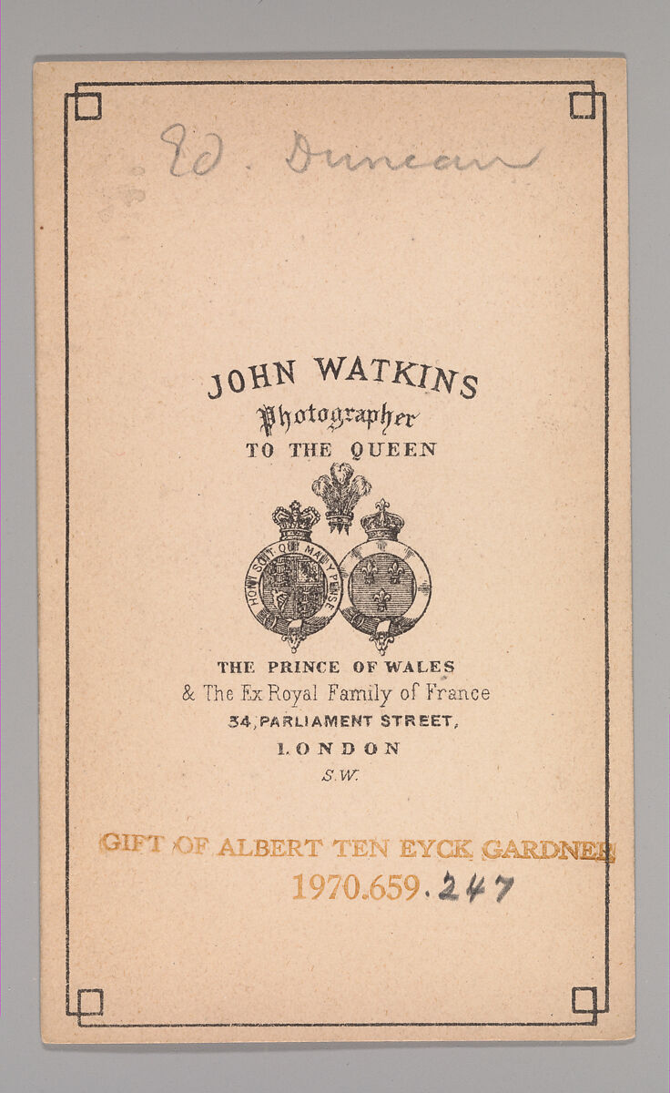 [Edward Duncan], John and Charles Watkins (British, active 1867–71), Albumen silver print