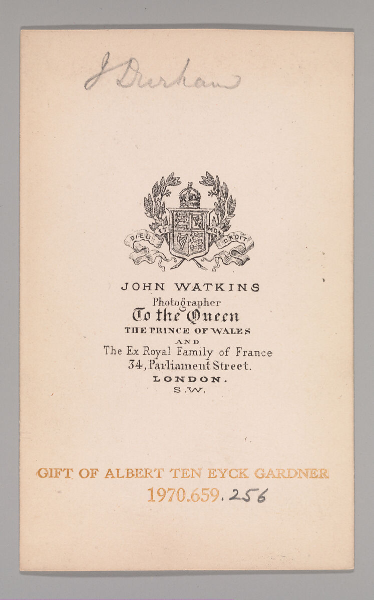 [Joseph Durham], John and Charles Watkins (British, active 1867–71), Albumen silver print