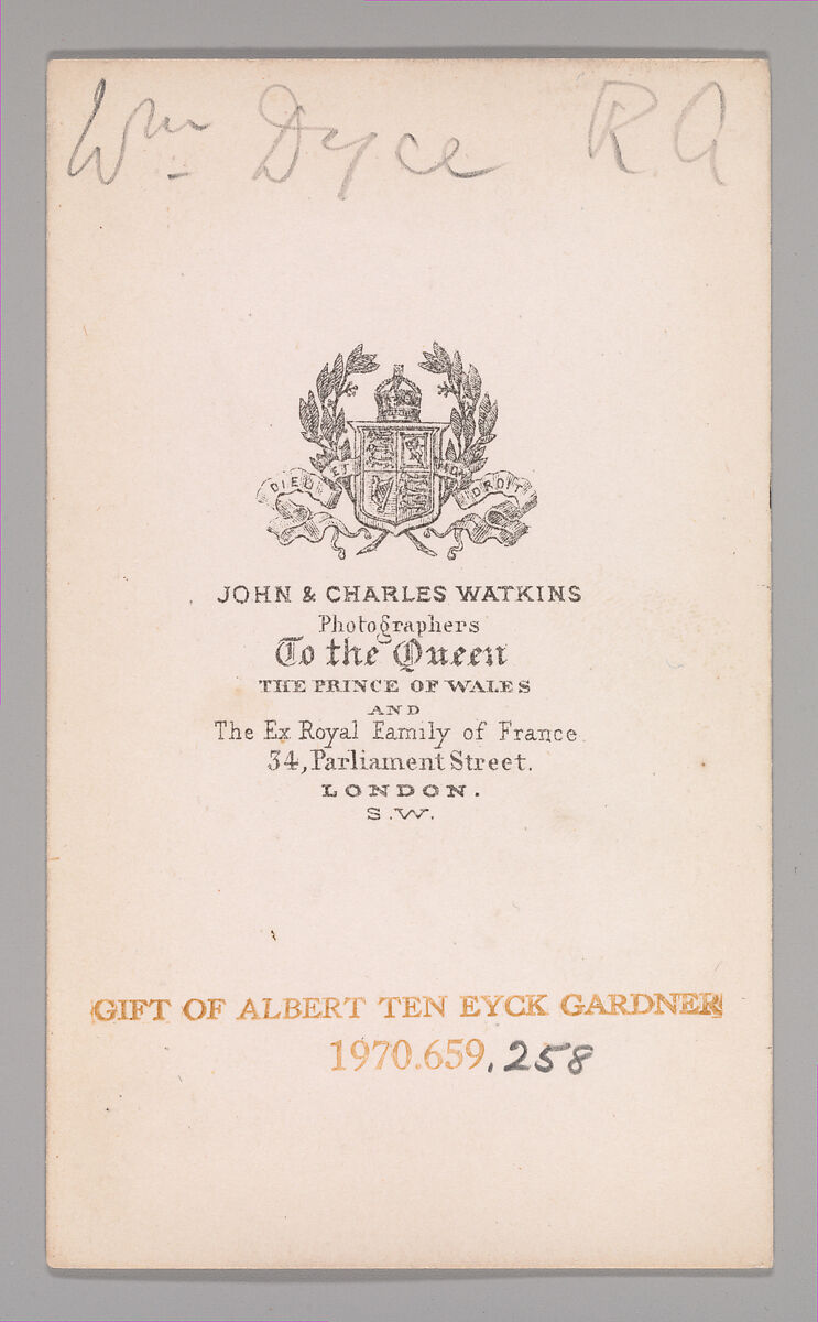 [William Dyce], John and Charles Watkins (British, active 1867–71), Albumen silver print