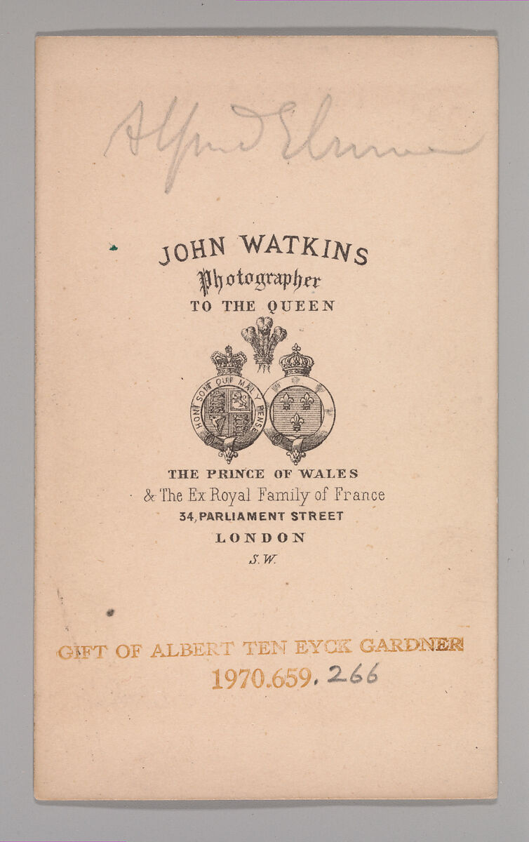 [Alfred Elmore], John and Charles Watkins (British, active 1867–71), Albumen silver print