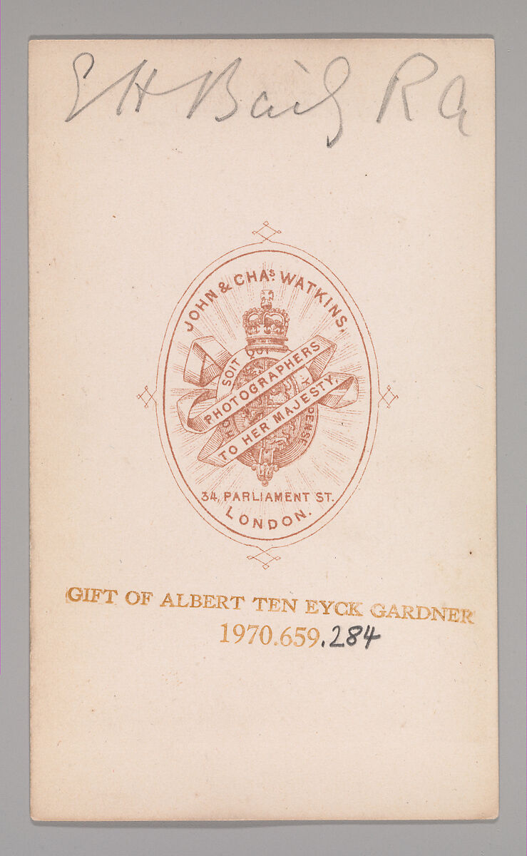 [Unknown Subject], John and Charles Watkins (British, active 1867–71), Albumen silver print