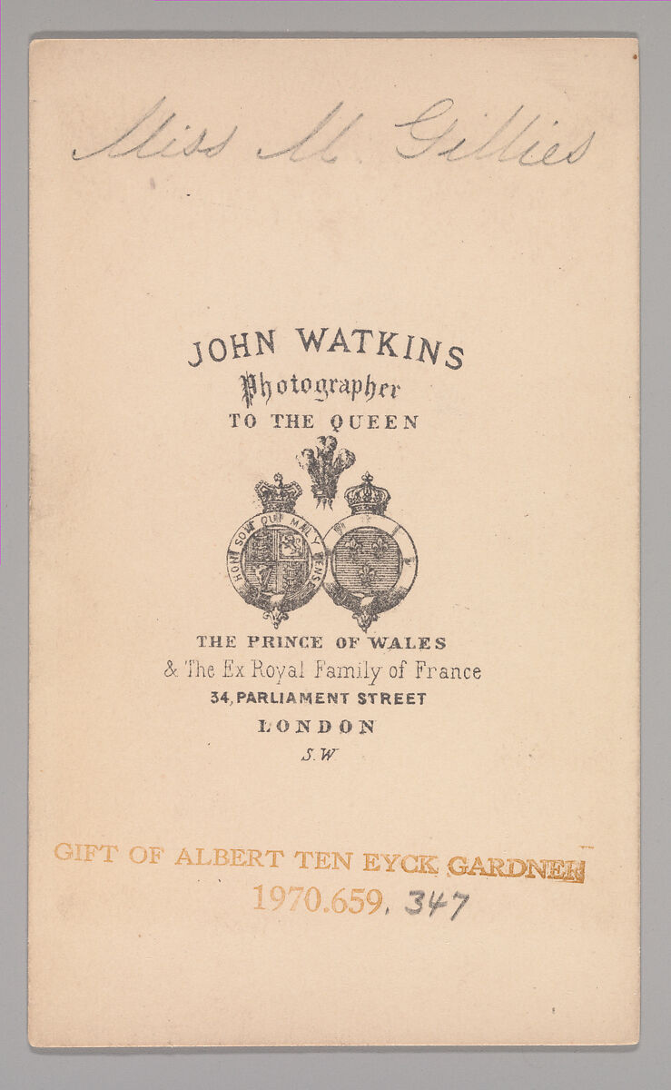 [Margaret Gillies], John and Charles Watkins (British, active 1867–71), Albumen silver print