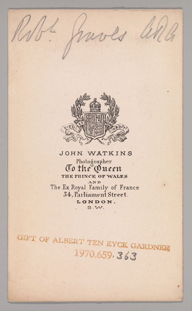 [Robert Graves], John and Charles Watkins (British, active 1867–71), Albumen silver print