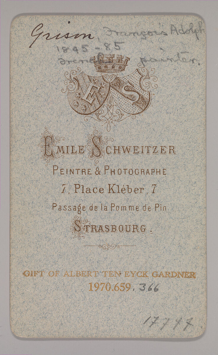 [Francois Adolphe Grison], Emile Schweitzer (French, 1837–1903), Albumen silver print