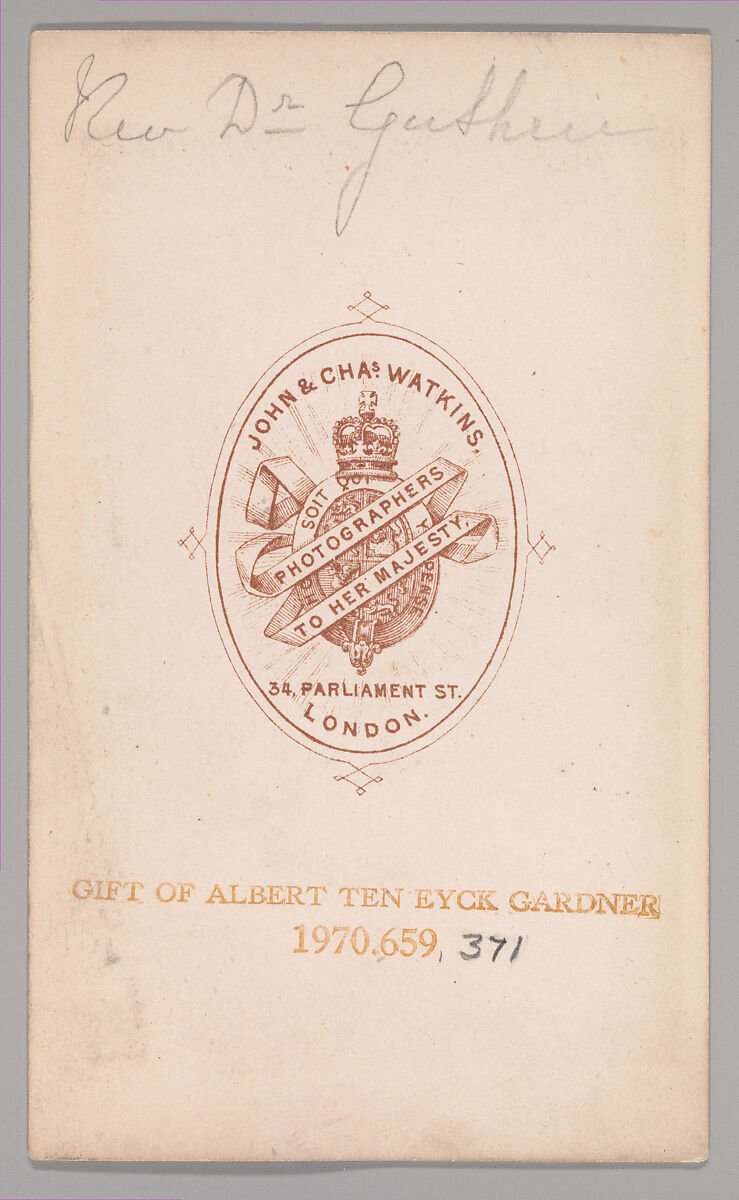 [Unknown Subject], John and Charles Watkins (British, active 1867–71), Albumen silver print