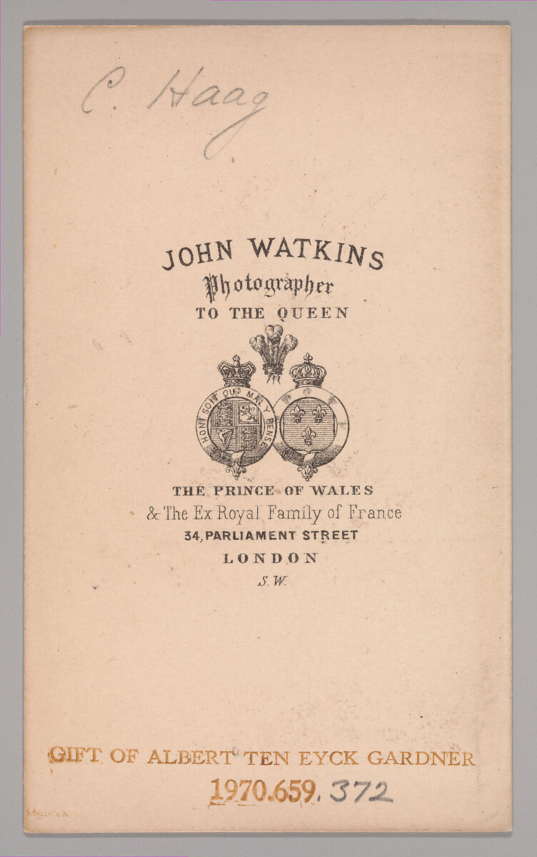 [Carl Haag], John and Charles Watkins (British, active 1867–71), Albumen silver print