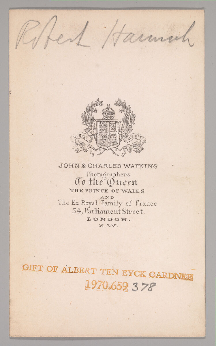 [Robert Hannah], John and Charles Watkins (British, active 1867–71), Albumen silver print