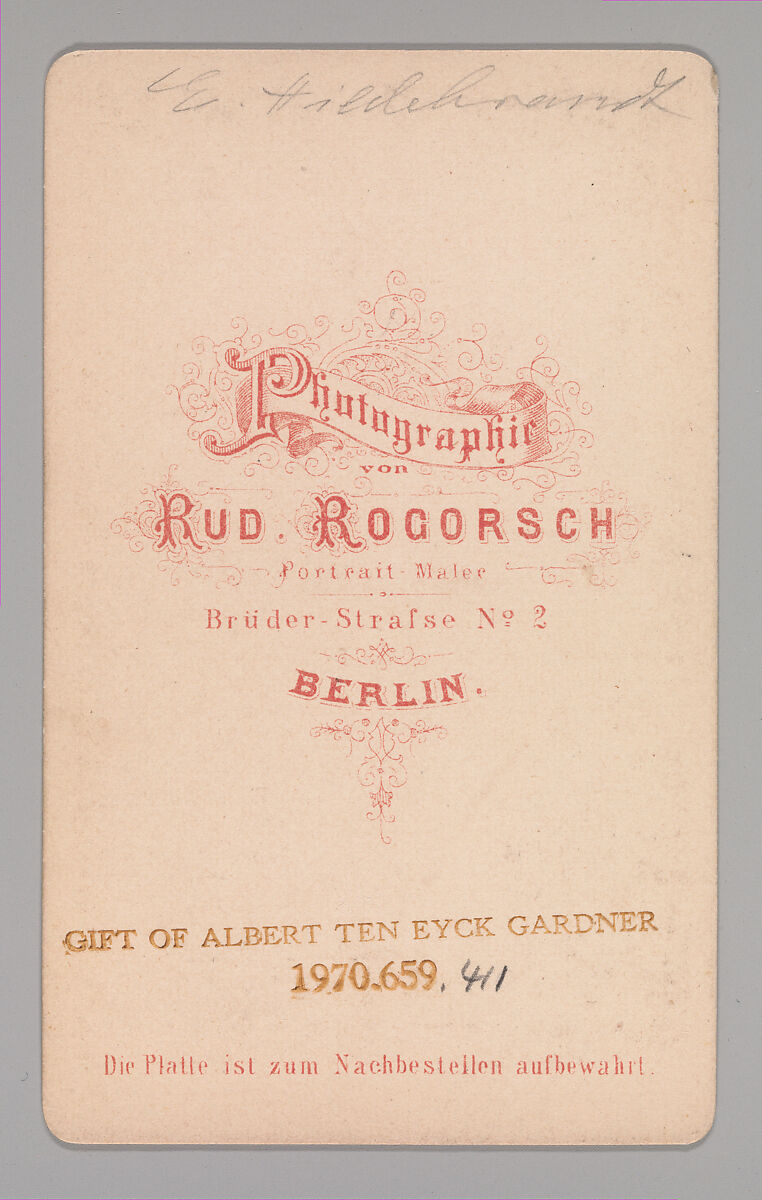 [Eduard Hildebrandt], Rudolph Rogorsh (German, active 1860s), Albumen silver print