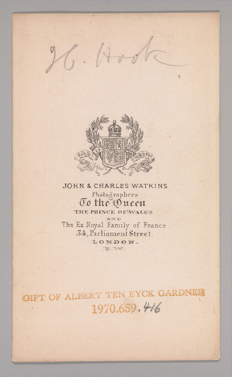 [James Clarke Hook], John and Charles Watkins (British, active 1867–71), Albumen silver print