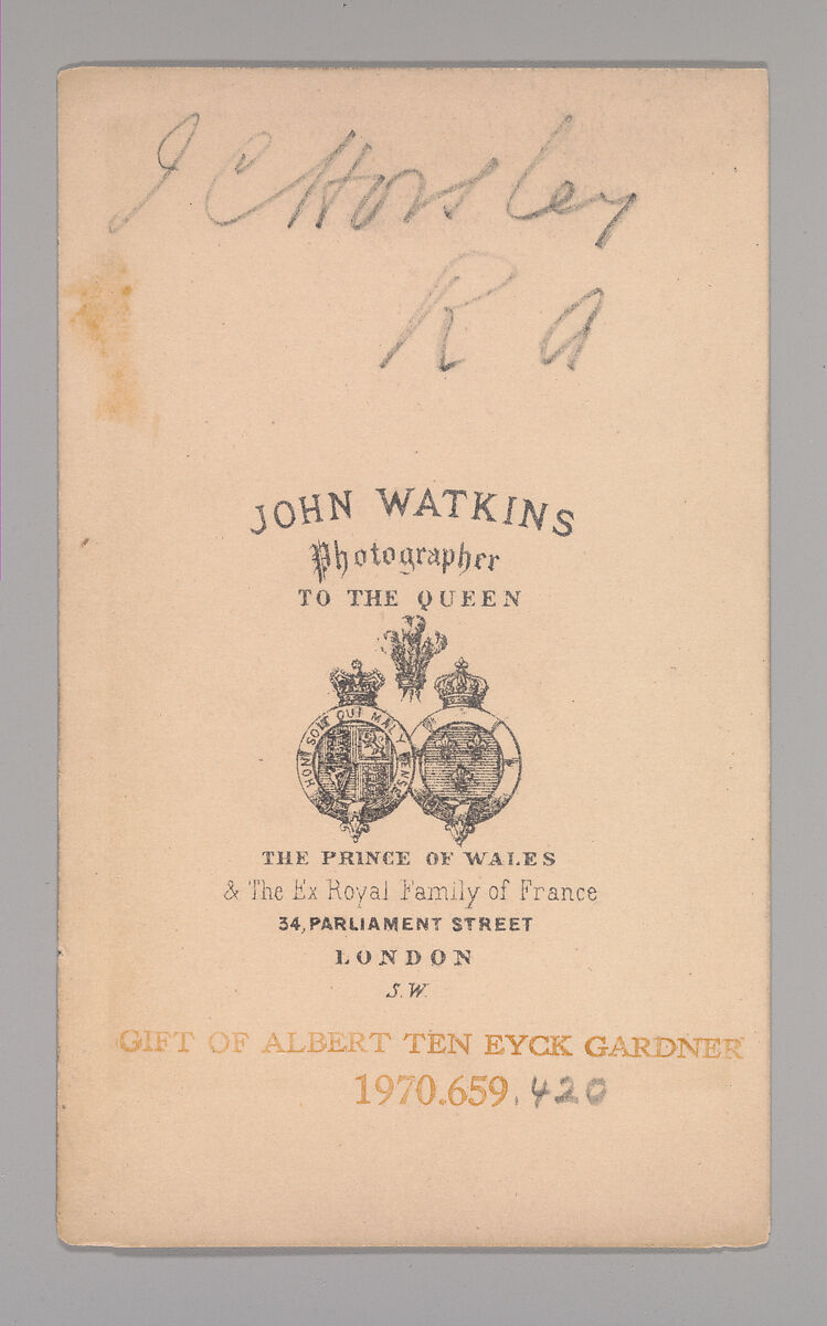 [John Callcott Horsley], John and Charles Watkins (British, active 1867–71), Albumen silver print