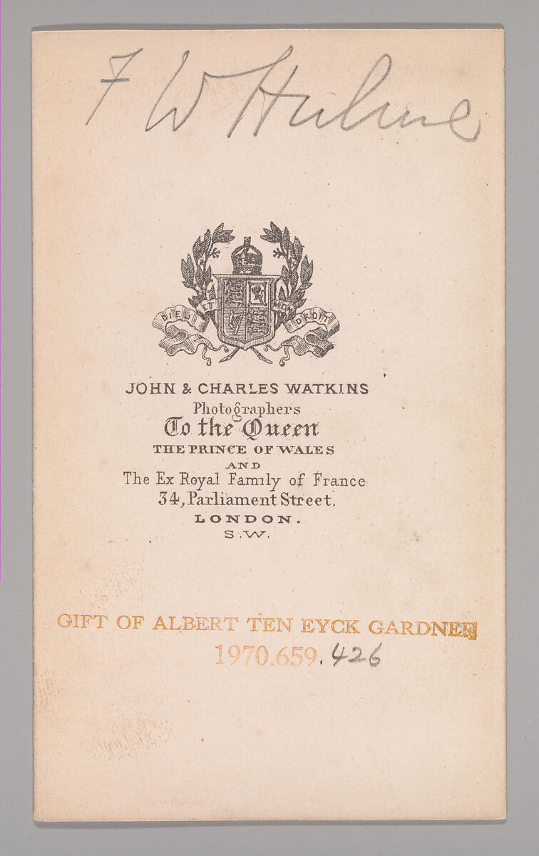 [Unknown Subject], John and Charles Watkins (British, active 1867–71), Albumen silver print