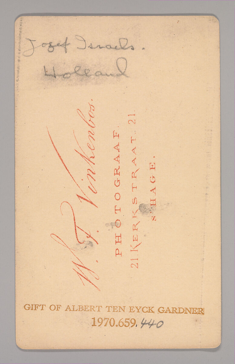 [Jozef Israels], Willem Frederik Vinkenbos (Dutch, Amsterdam 1831–1896 The Hague), Albumen silver print