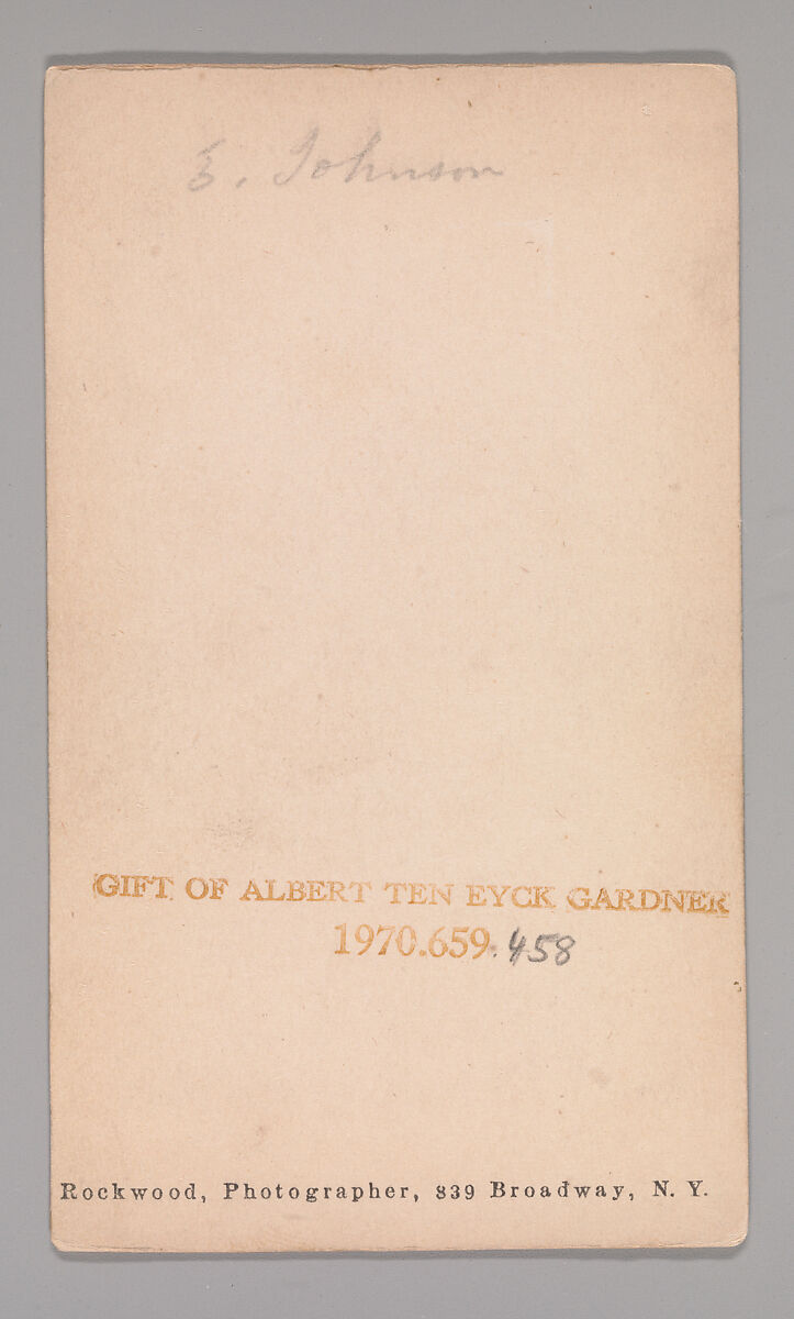[E. Johnson], George Gardner Rockwood (American, 1832–1911), Albumen silver print