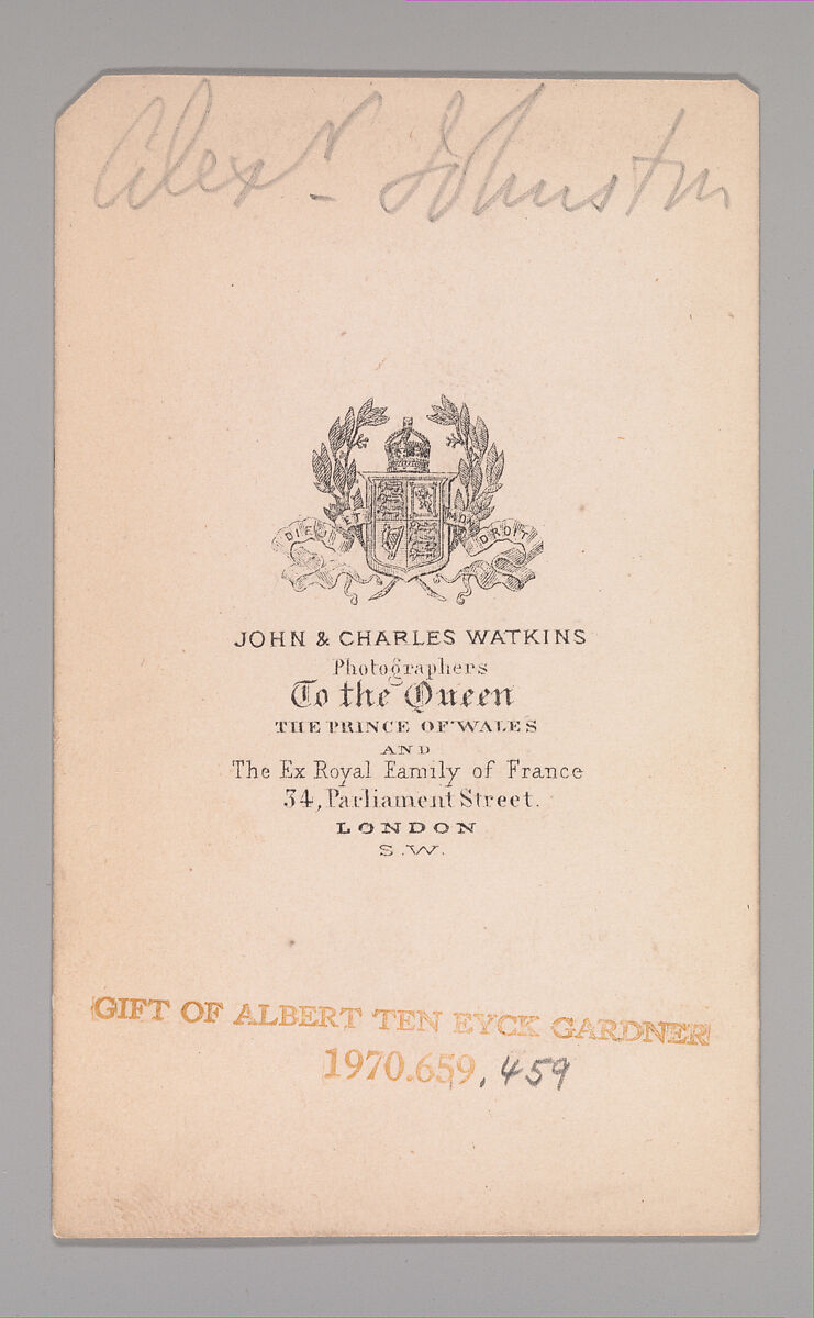 [Alexander Johnston], John and Charles Watkins (British, active 1867–71), Albumen silver print