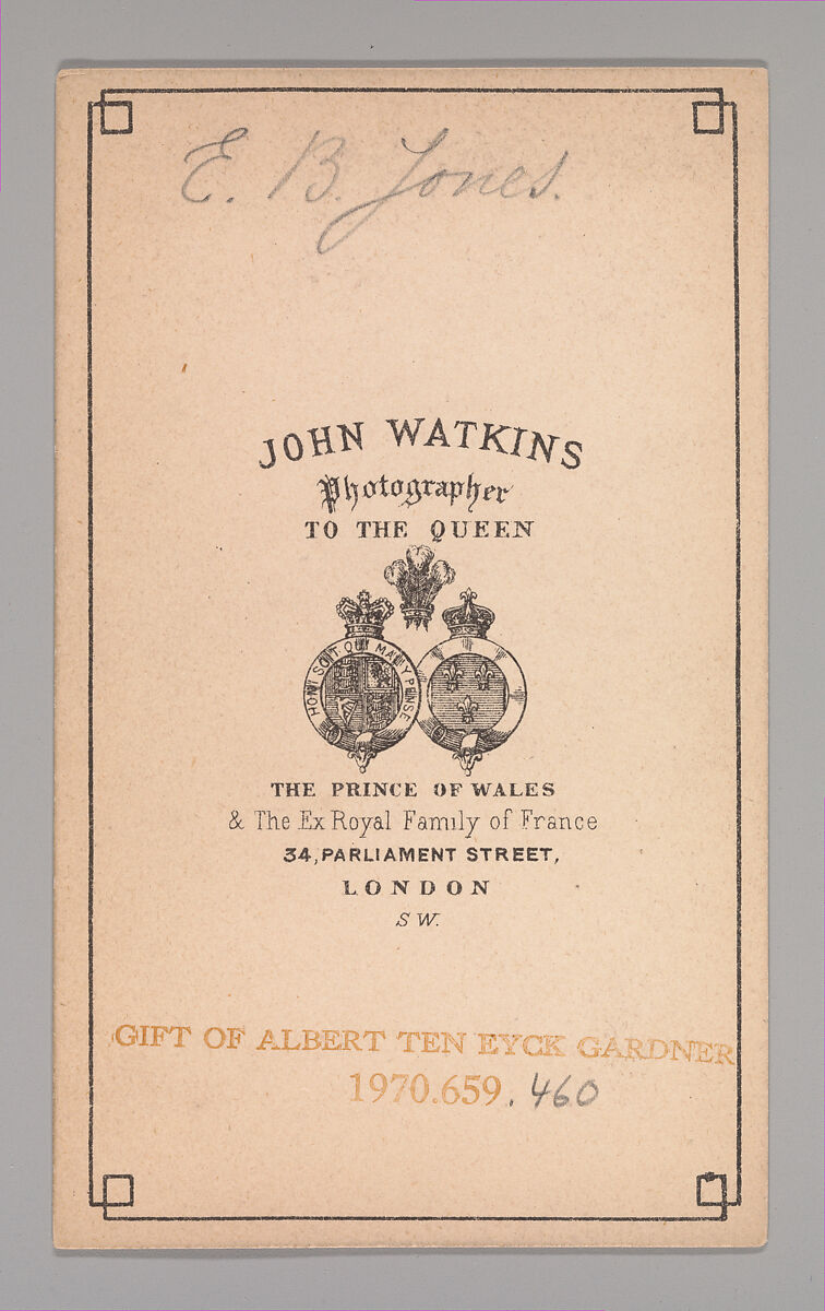 [E.B. Jones], John and Charles Watkins (British, active 1867–71), Albumen silver print