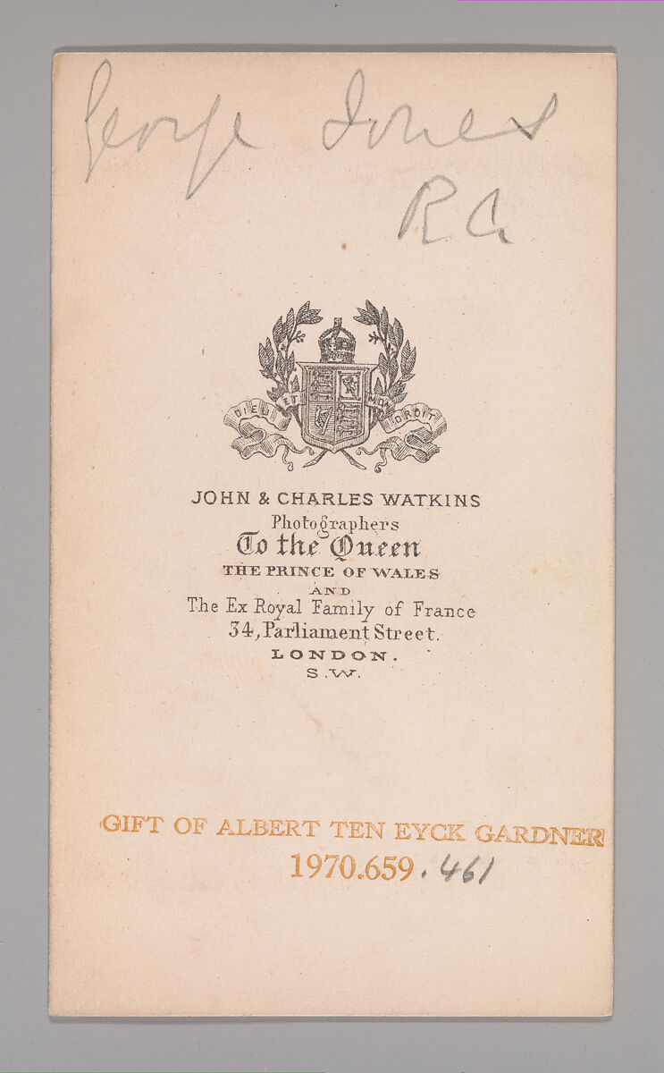 [George Jones], John and Charles Watkins (British, active 1867–71), Albumen silver print